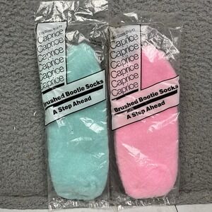 Vintage Caprice Brushed Bootie Socks Womens Fits Sizes 8‎ 1/2-11 Pink Blue